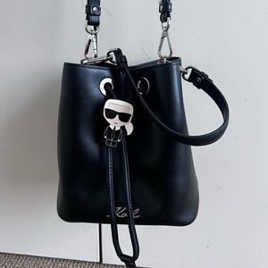Karl Lagerfeld K/Ikonik Bucket Bag in Black